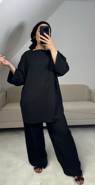 Ensemble noir texturé