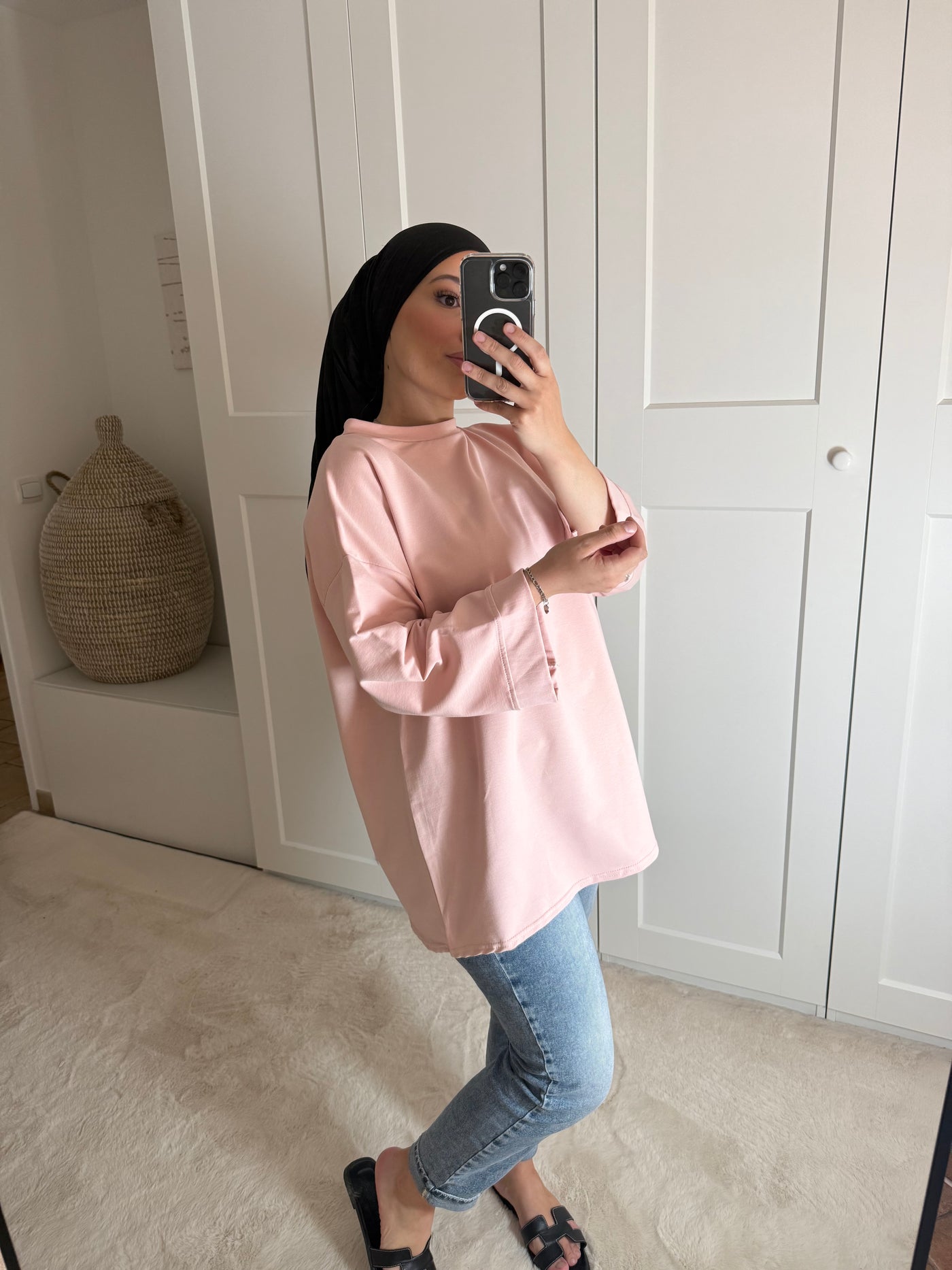 T-shirt oversize rose pastel