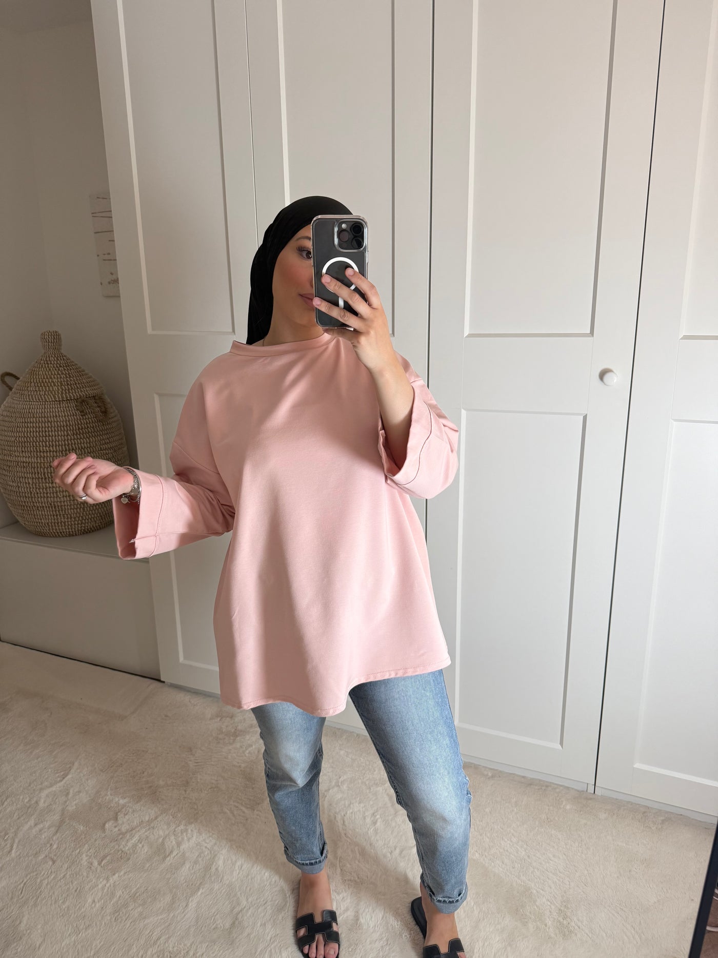 T-shirt oversize rose pastel