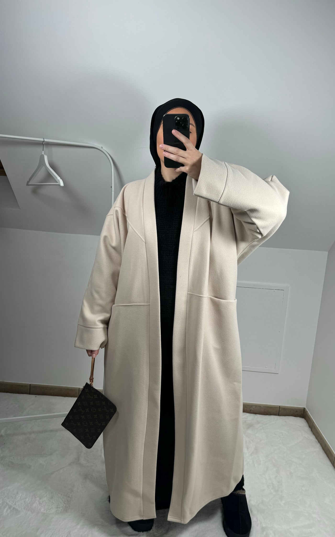 Manteau oversize crème détail